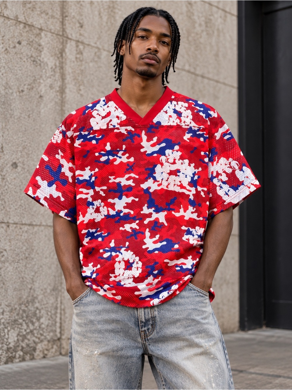 🔥New! Denim Tears Camo Wreath Football Jersey
